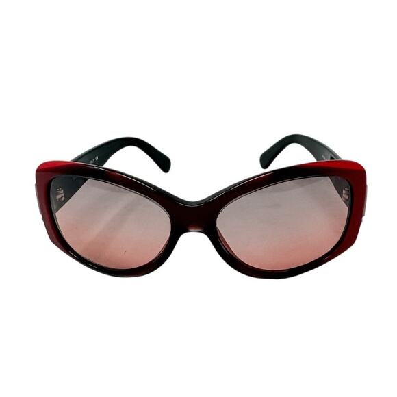 Versace Ombre Rectangle Rhinestone Logo Sunglasses w/ case red black y2k vintage - Picture 3 of 9